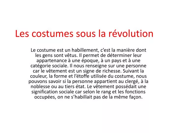 les costumes sous la r volution