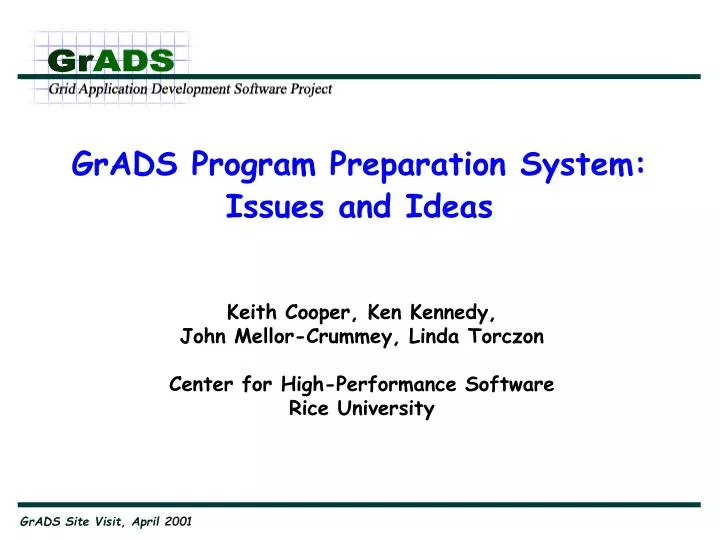 grads program preparation system issues and ideas