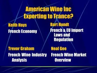 American Wine Inc Exporting to France?