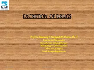 EXCRETION OF DRUGS