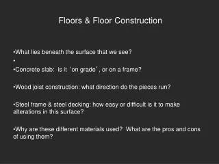 Floors &amp; Floor Construction