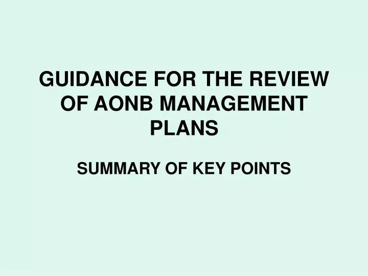 guidance for the review of aonb management plans