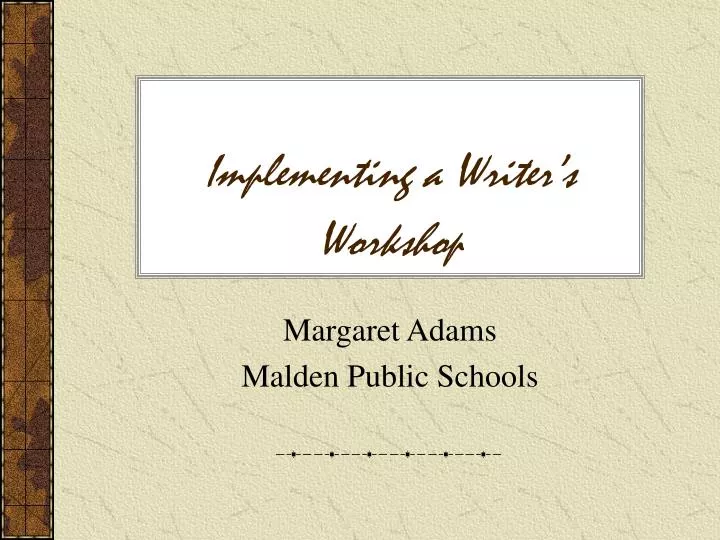 implementing a writer s workshop