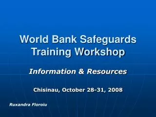 World Bank Safeguards Training Workshop