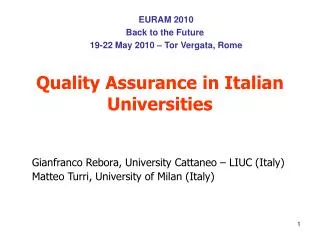 Quality Assurance in Italian Universities