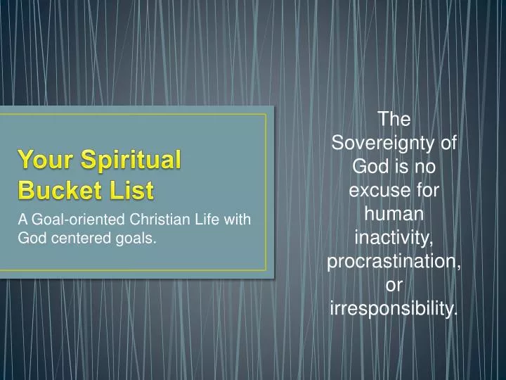your spiritual bucket list