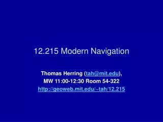 12.215 Modern Navigation