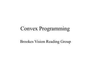 Convex Programming