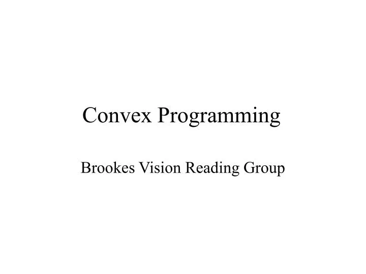 convex programming