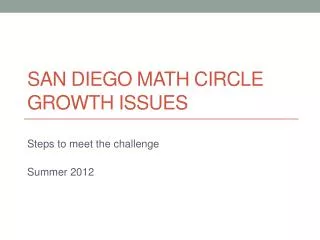 San Diego Math Circle Growth Issues