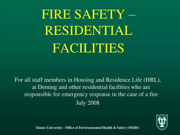 fire safety residential facilities