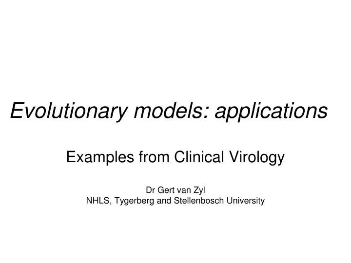 evolutionary models applications