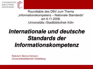 Internationale und deutsche Standards der Informationskompetenz
