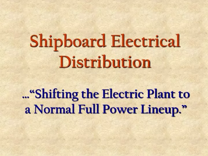 shipboard electrical distribution
