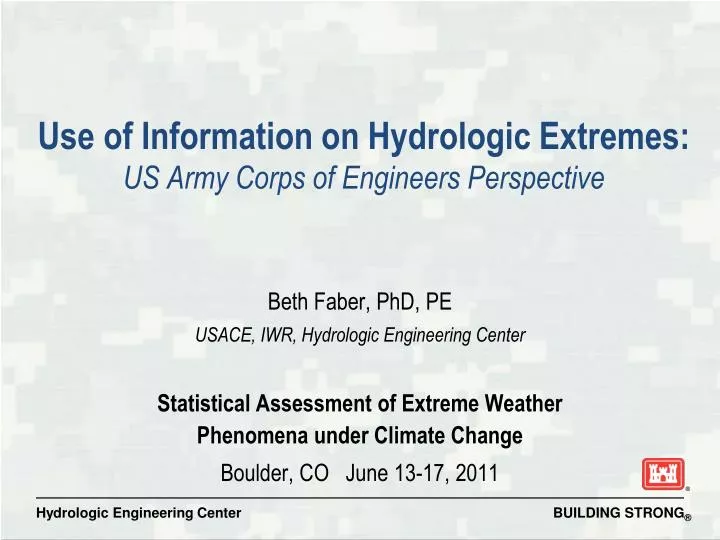 use of information on hydrologic extremes us army corps of engineers perspective