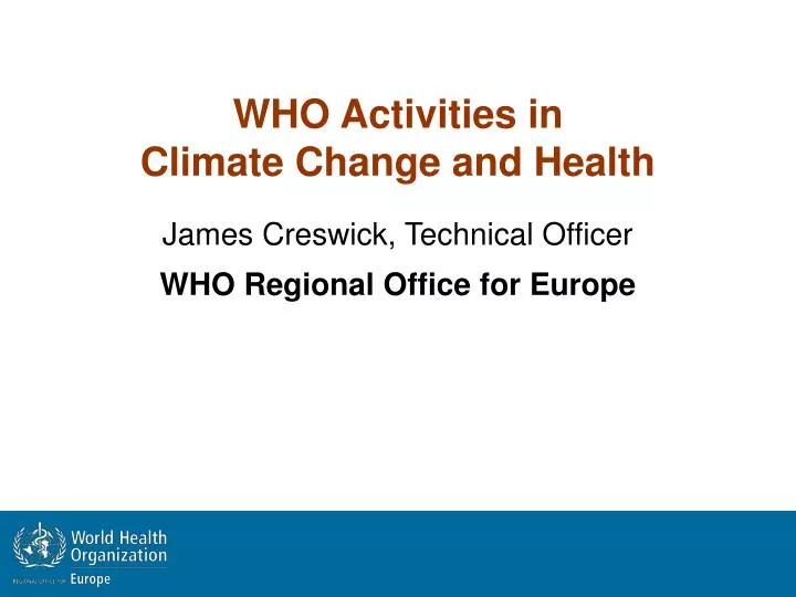 who activities in climate change and health