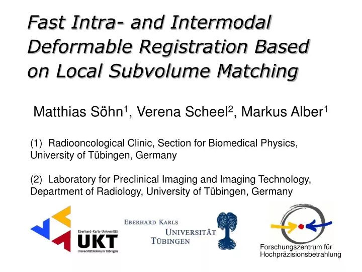 fast intra and intermodal deformable registration based on local subvolume matching