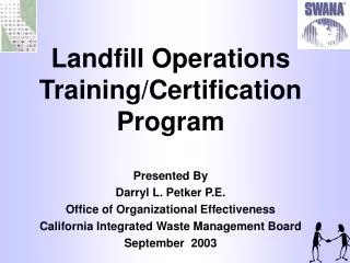 Landfill Operations Training/Certification Program