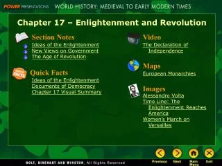 Chapter 17 – Enlightenment and Revolution