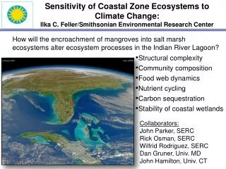 Sensitivity of Coastal Zone Ecosystems to Climate Change: Ilka C. Feller/Smithsonian Environmental Research Center