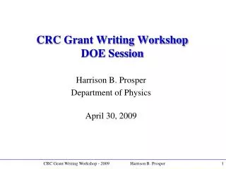 CRC Grant Writing Workshop DOE Session