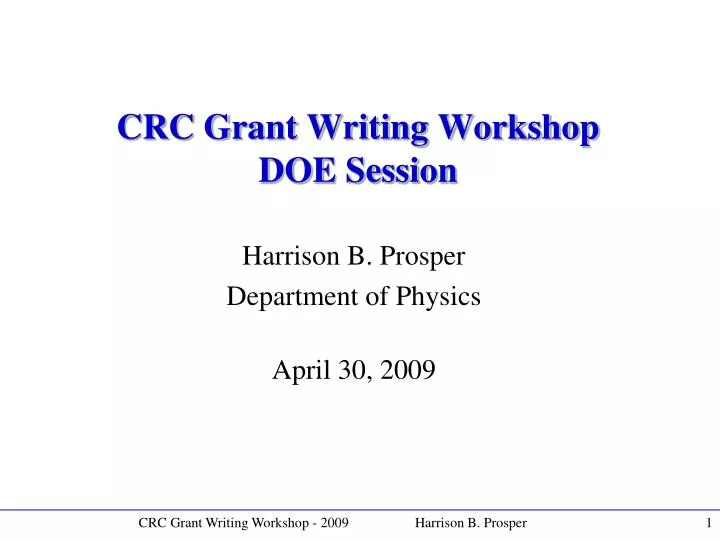 crc grant writing workshop doe session