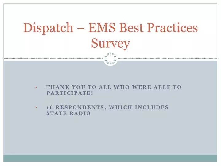 dispatch ems best practices survey