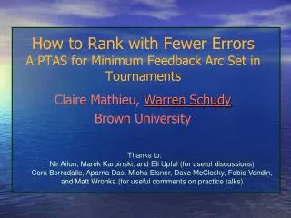 How to Rank with Fewer Errors A PTAS for Minimum Feedback Arc Set in Tournaments