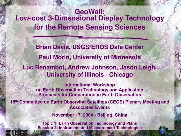 geowall low cost 3 dimensional display technology for the remote sensing sciences