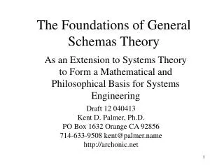 The Foundations of General Schemas Theory