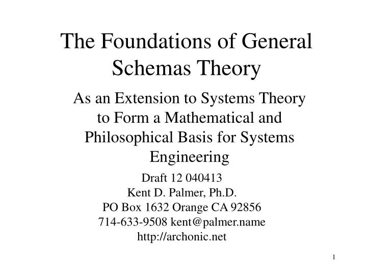 the foundations of general schemas theory