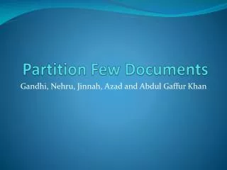 Partition Few Documents