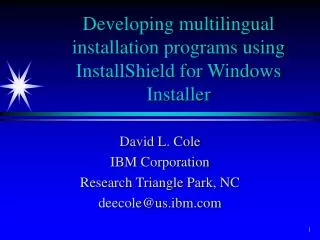 Developing multilingual installation programs using InstallShield for Windows Installer