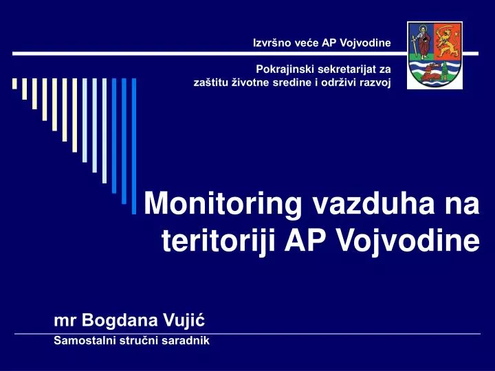 monitoring vazduha na teritoriji ap vojvodine