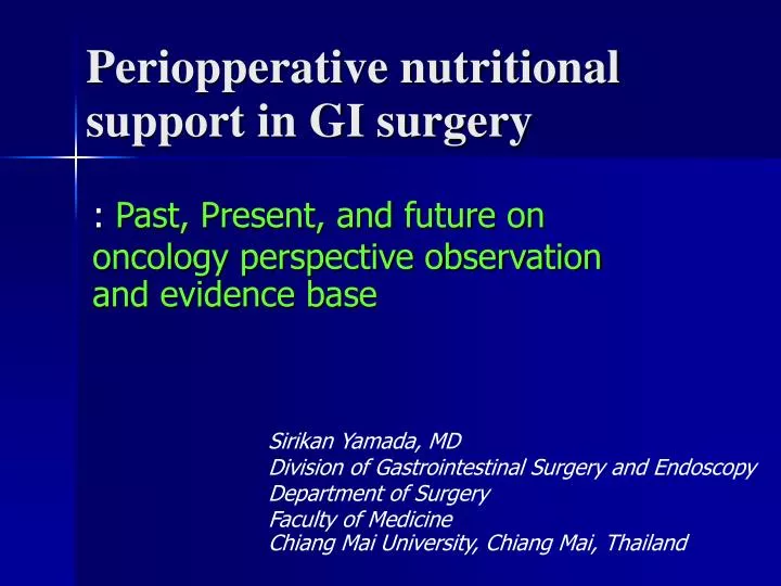 periopperative nutritional support in gi surgery