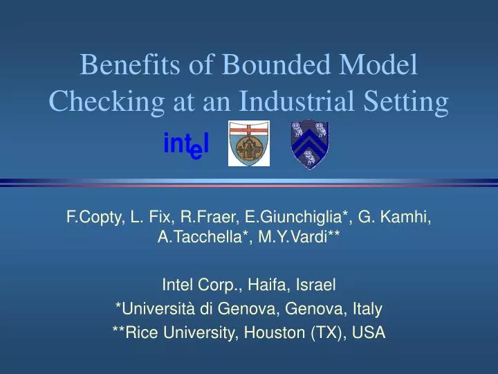 benefits of bounded model checking at an industrial setting