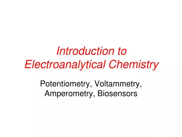 introduction to electroanalytical chemistry