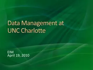 Data Management at UNC Charlotte