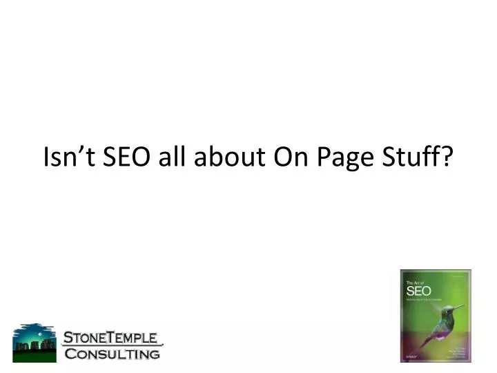 isn t seo all about on page stuff