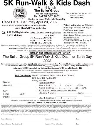 Merrill lynch The Seiler Group Wealth Management For EARTH DAY 2002 Hosted by Lower Makefield Township