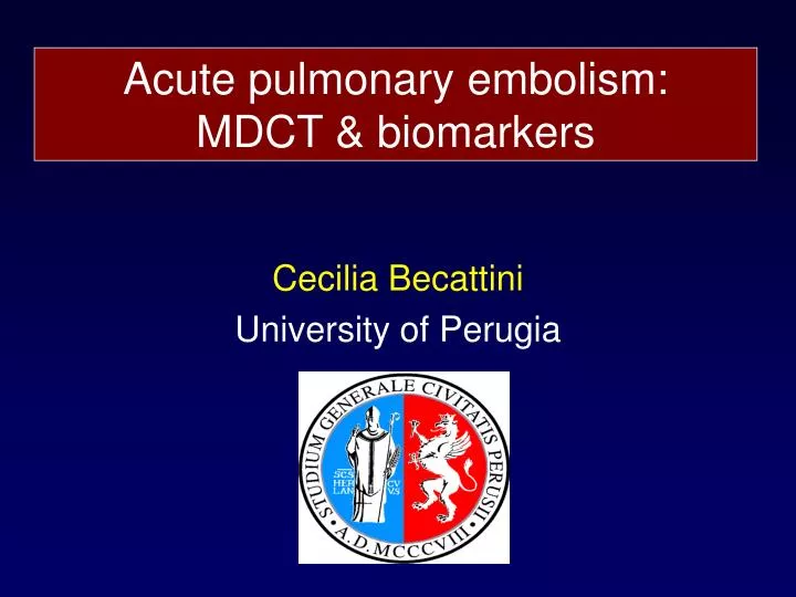 acute pulmonary embolism mdct biomarkers