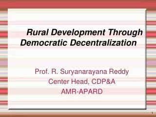 Rural Development Through Democratic Decentralization