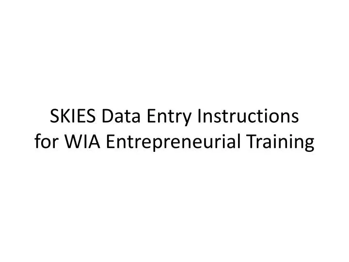 skies data entry instructions for wia entrepreneurial training