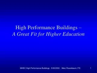 High Performance Buildings – A Great Fit for Higher Education