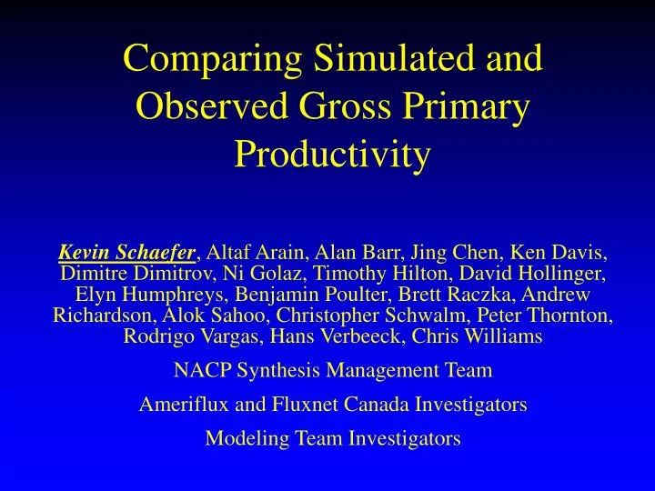 comparing simulated and observed gross primary productivity