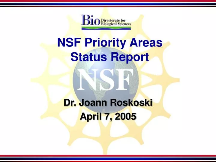 nsf priority areas status report