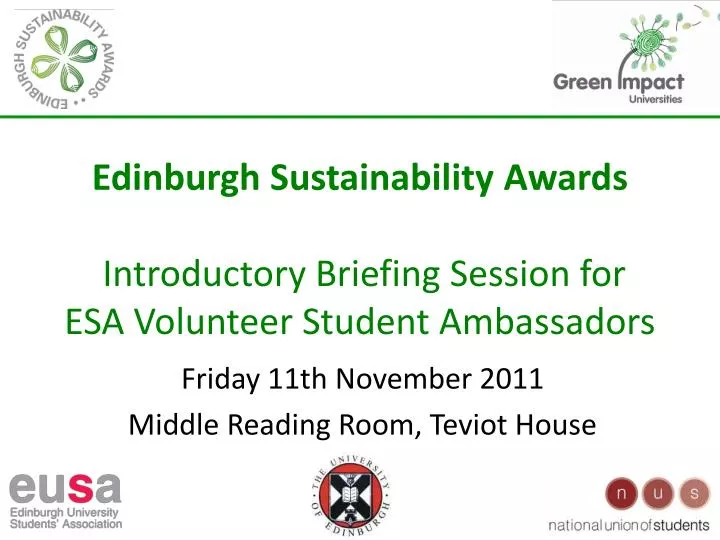 edinburgh sustainability awards introductory briefing session for esa volunteer student ambassadors