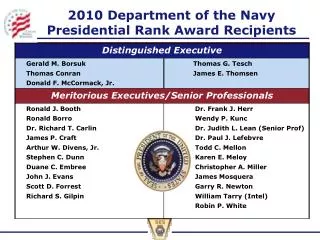 2010 Department of the Navy Presidential Rank Award Recipients