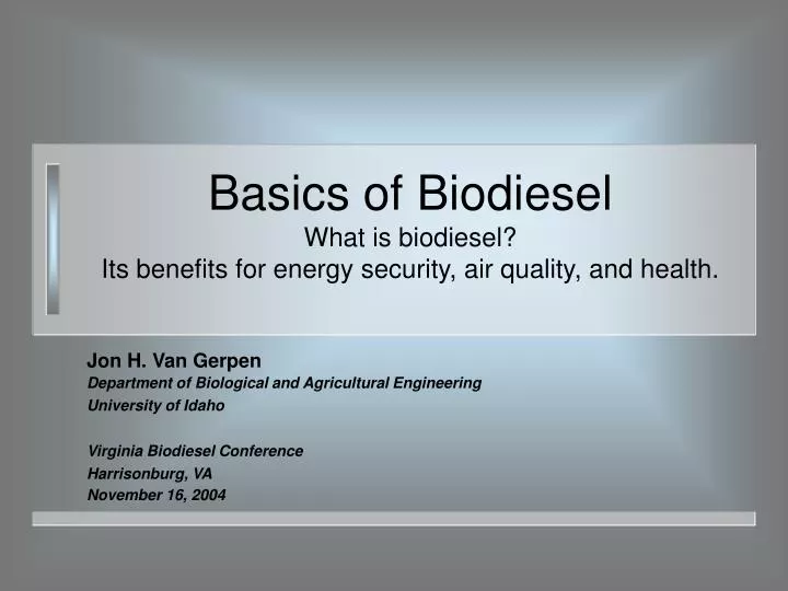 basics of biodiesel what is biodiesel its benefits for energy security air quality and health