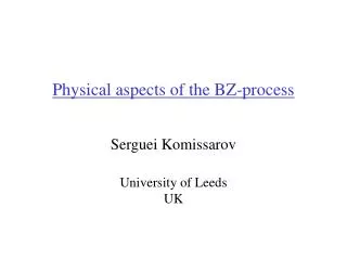 Physical aspects of the BZ-process